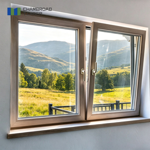 Modern Wood Aluminum Window Casement Fireproof Anti-Theft Double Glazed Insulated Glass