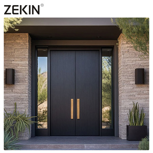 ZEKIN Custom Large House Metal Front Entrance Double Door Modern Security Design Armored Aluminum Exterior Door