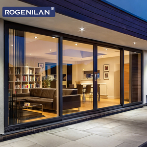 ROGENILAN Custom Aluminum Heavy Duty Double Glass Outdoor Patio Sliding Doors Thermal Break